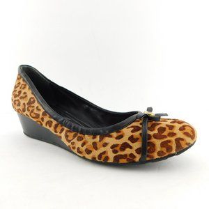 COLE HAAN Bow Tie Leopard Calf Hair Ballet Wedge Heels 10